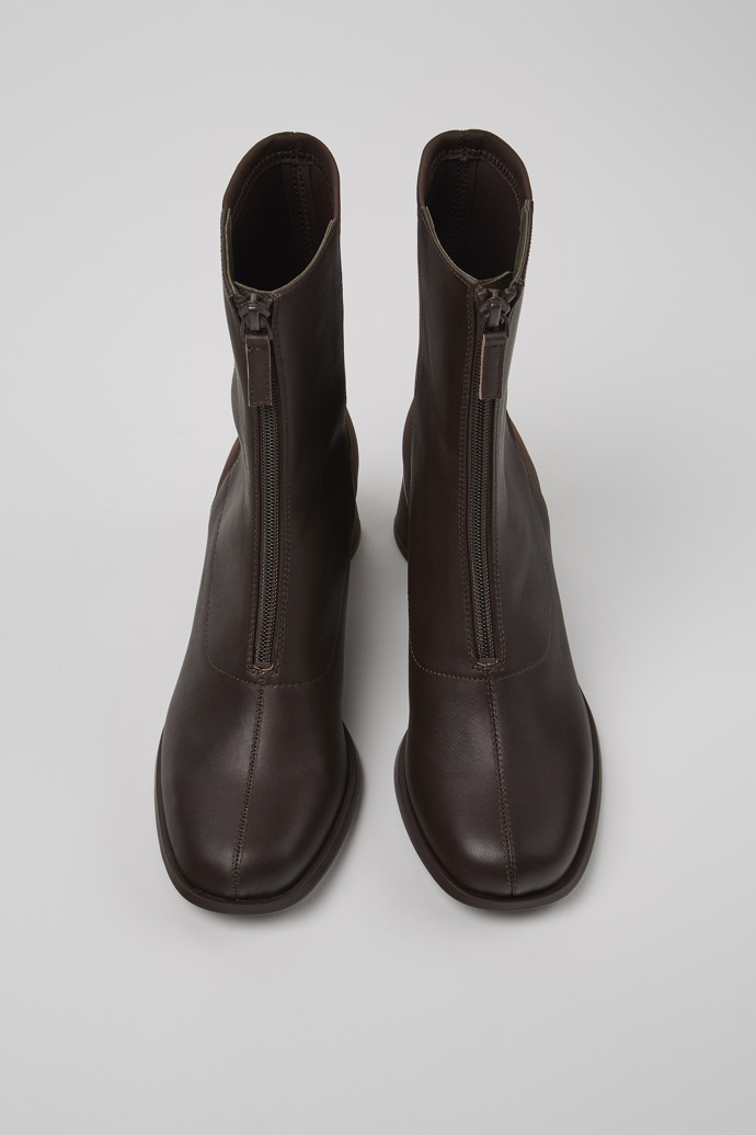 Camper Kiara - Brauner Damenstiefel aus Leder und Recycling-PET