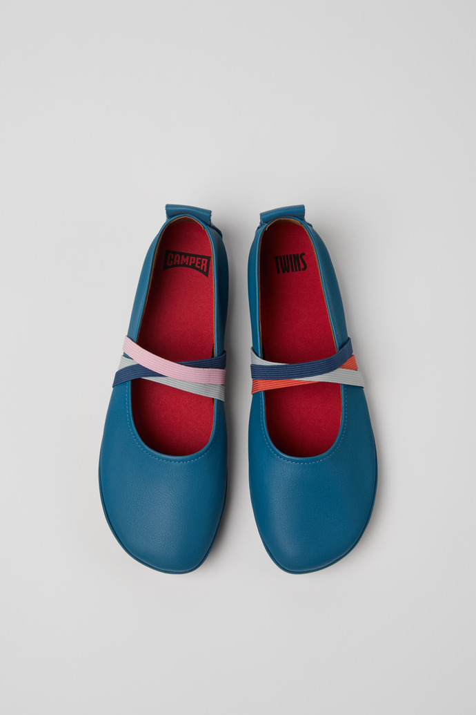 Camper Twins - Blauer Lederballerina für Damen.