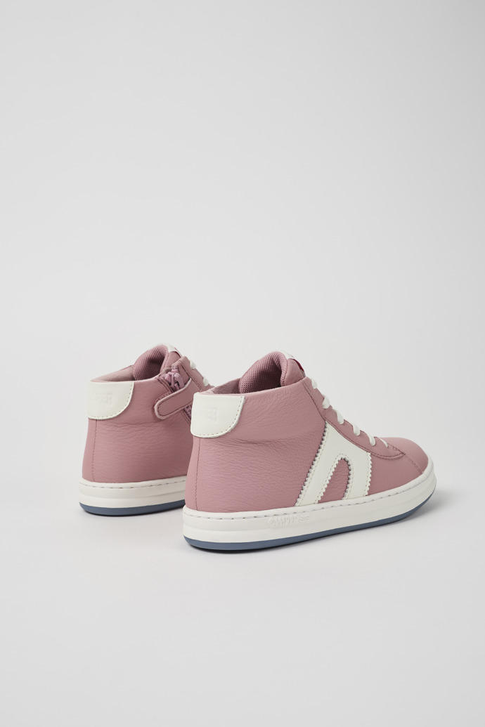 Camper Runner - Rosa-weiße Kindersneaker aus recyceltem Leder