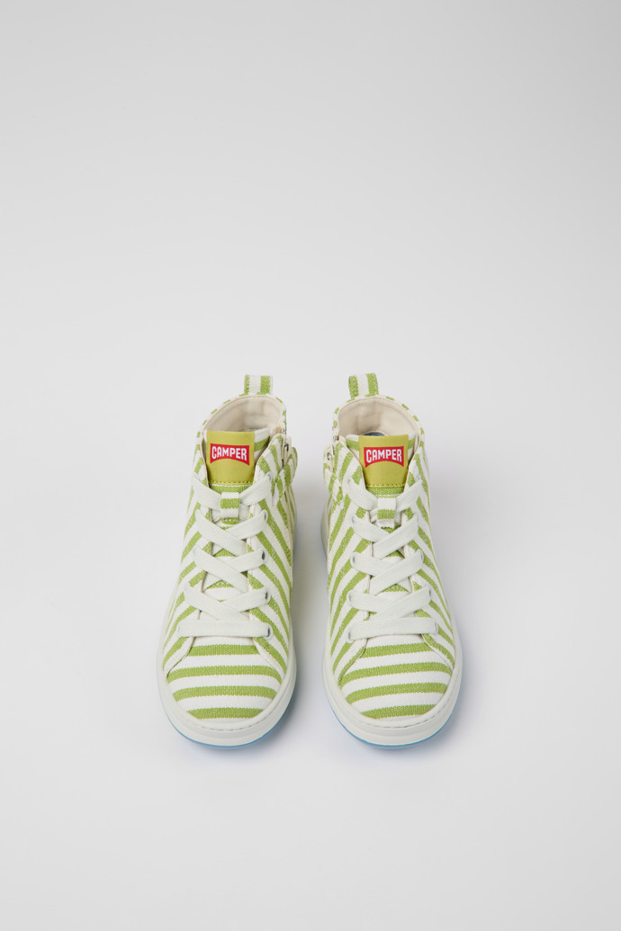 Camper Runner - Weiß-grüner Kindersneaker aus Textil