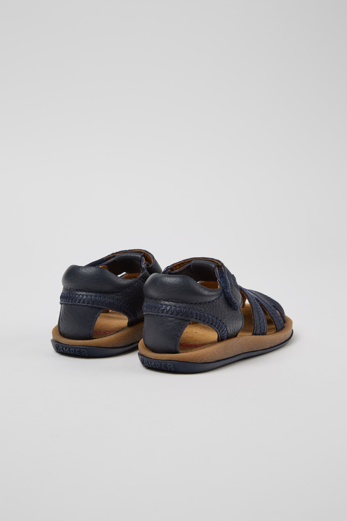 Camper Bicho - Blaue Kindersandale aus Leder zum Schließen.