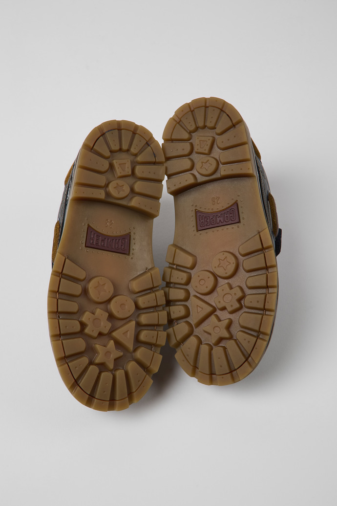 Camper Compas - Blauer Kinderschuh aus Leder im Nautikstil.
