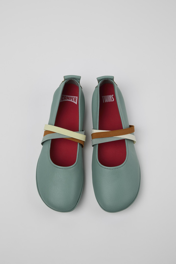 Camper Twins - Grüne Leder-Mokassins für Damen.