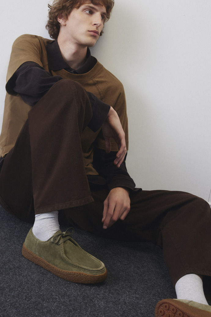 Camper Peu Terreno - Grüner Herrenschuh aus Nubukleder.