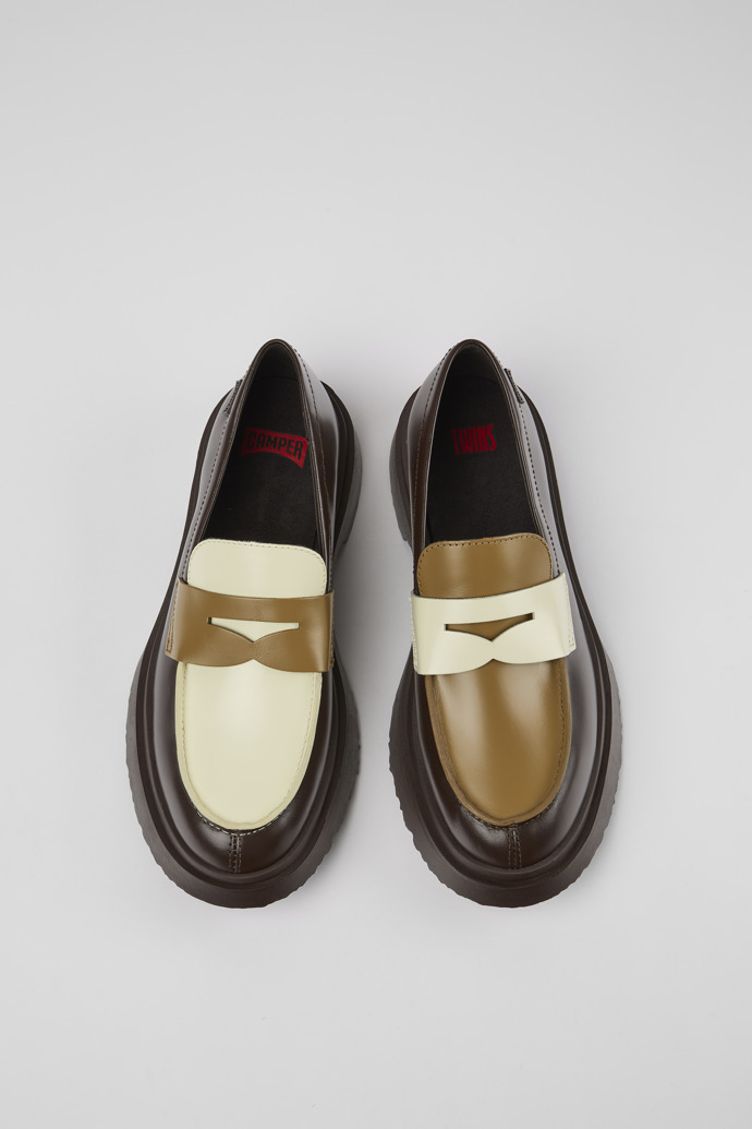 Camper Twins - Braune und weiße Lederloafer für Damen
