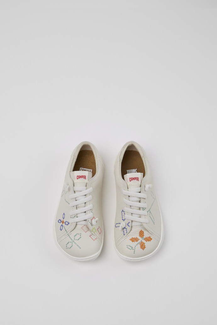 Camper Twins - Weißer Kinderschuh aus Leder.