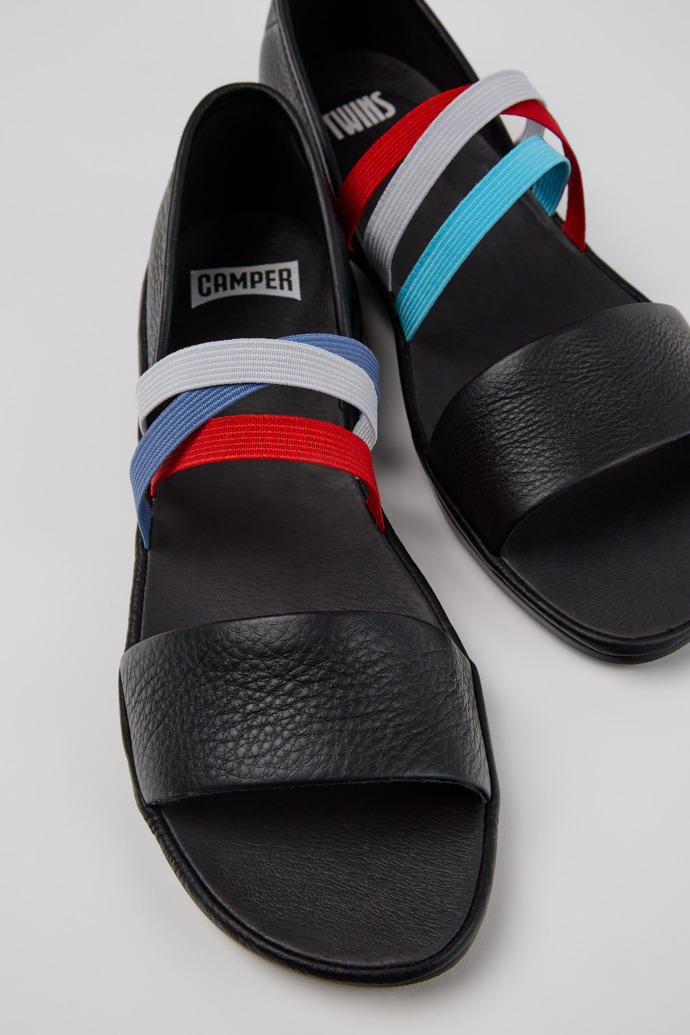 Camper Twins - Schwarze Ledersandale für Damen.