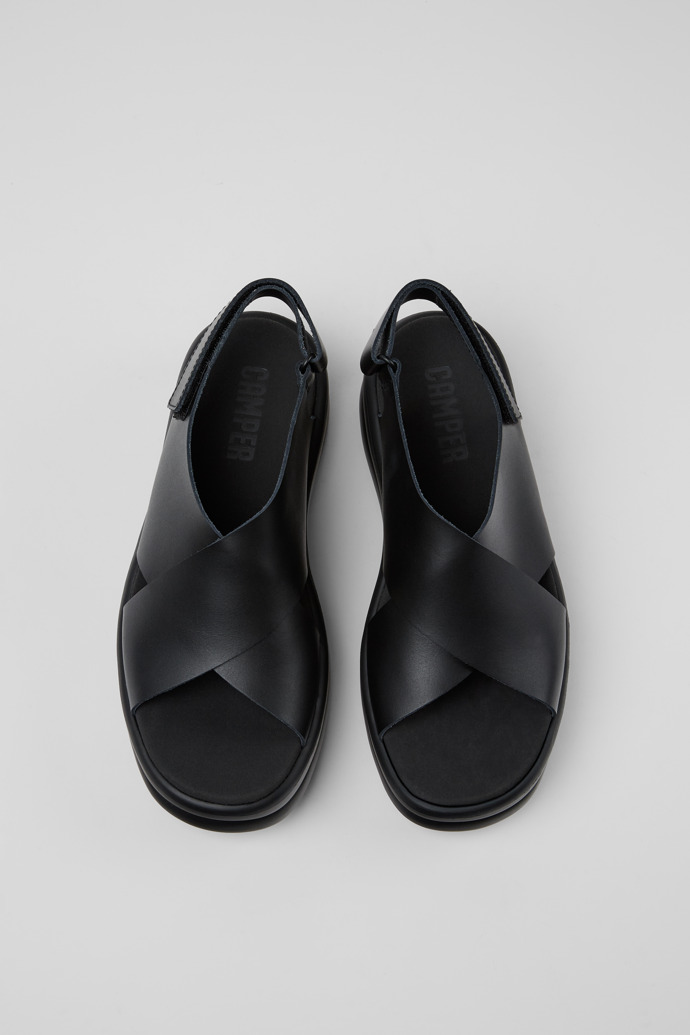 Camper Pelotas Flota Up - Schwarze Ledersandale für Damen.
