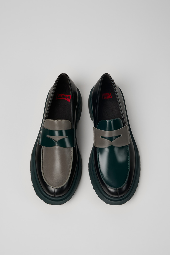 Camper Twins - Schwarzer und grauer Herrenloafer aus Leder