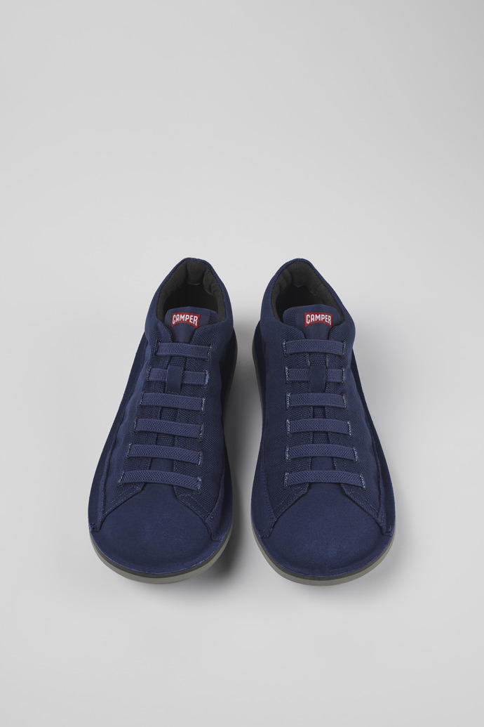 Camper Beetle - Blaue Herrenbasketballstiefel aus Textil/Nubukleder