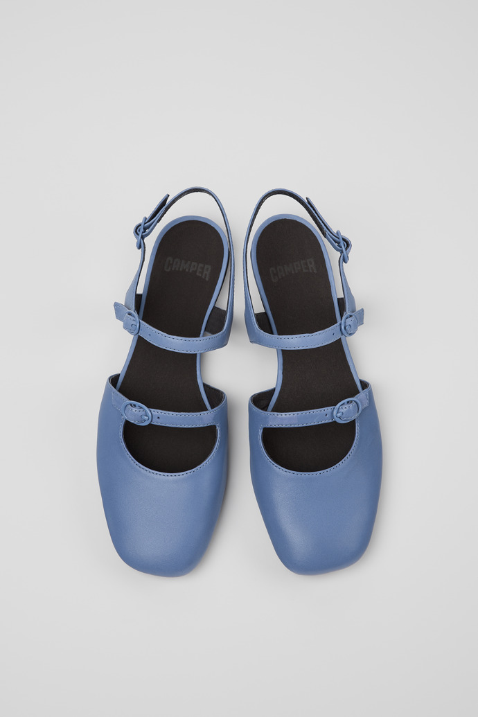 Camper Casi Myra - Blauer halboffener Damenschuh aus Leder.