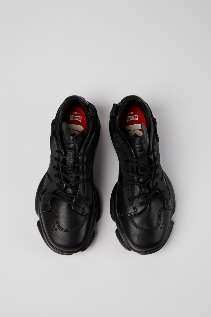 Camper Karst - Schwarzer Damensneaker aus Leder und Textil