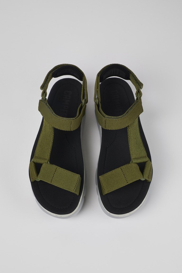 Camper Oruga Up - Grüne Damensandalen aus Textil