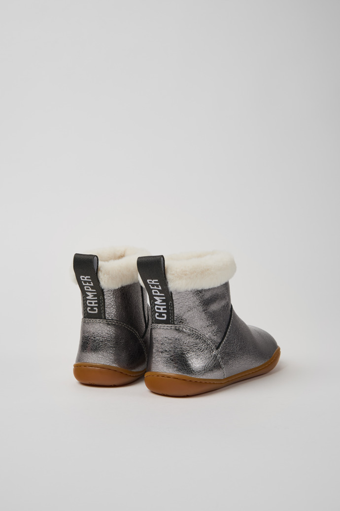 Camper Peu - Silberne Kinderstiefelette aus Leder.