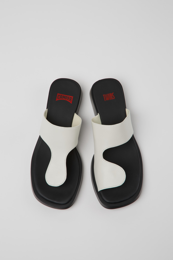 Camper Twins - Weiße Ledersandalen für Damen.