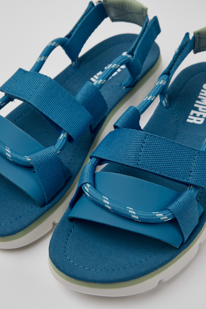 Camper Oruga - Damensandale aus Leder in Blau und Grün