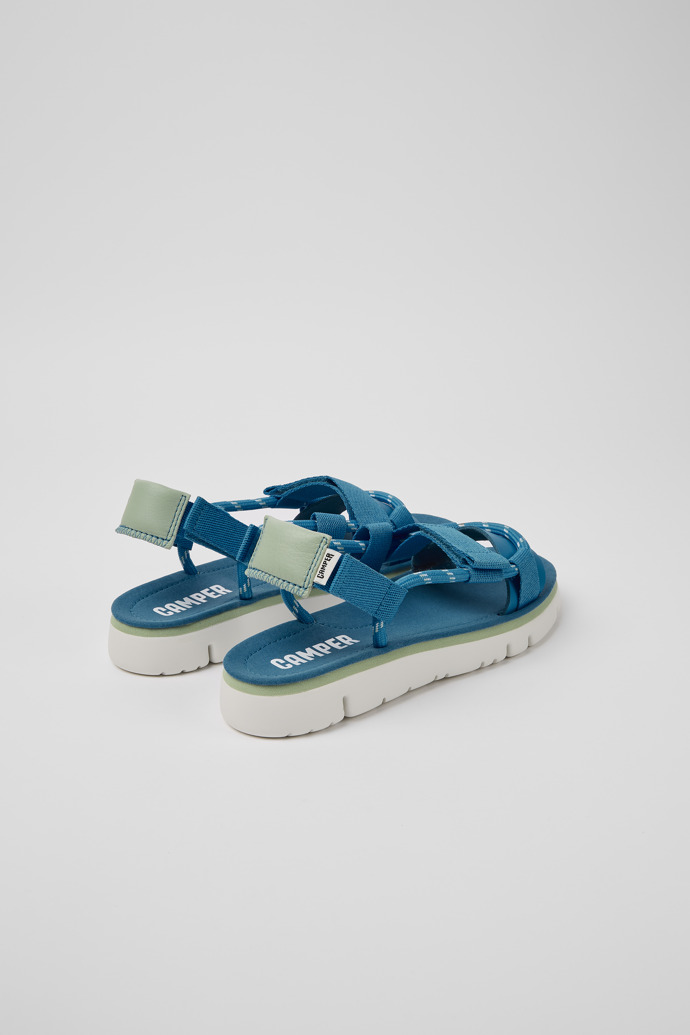 Camper Oruga - Damensandale aus Leder in Blau und Grün