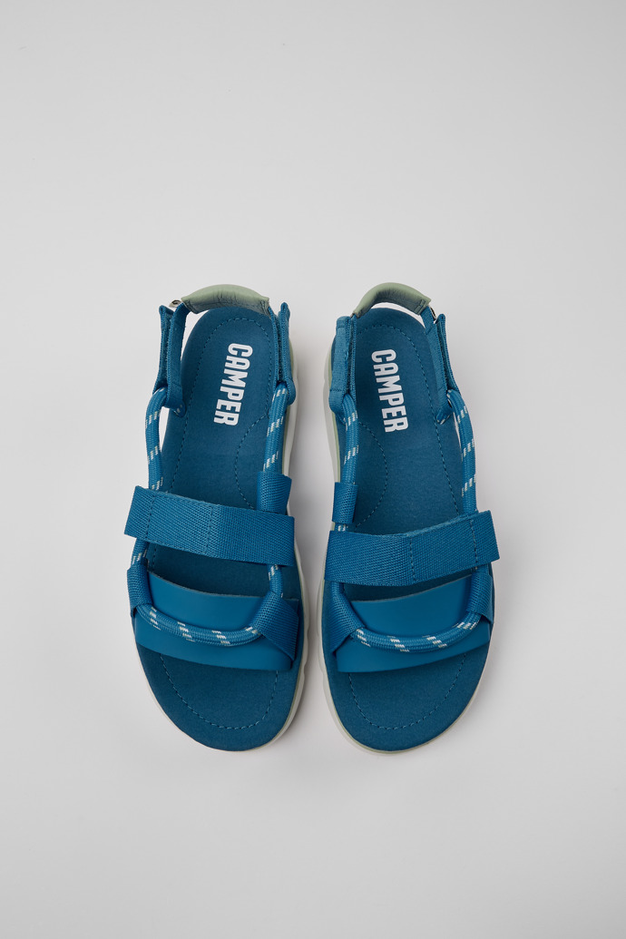 Camper Oruga - Damensandale aus Leder in Blau und Grün
