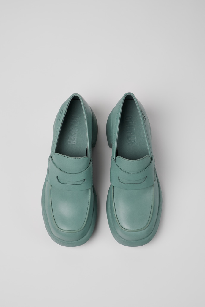 Camper Thelma - Grüne Lederballerina/Mokassinschuhe für Damen.