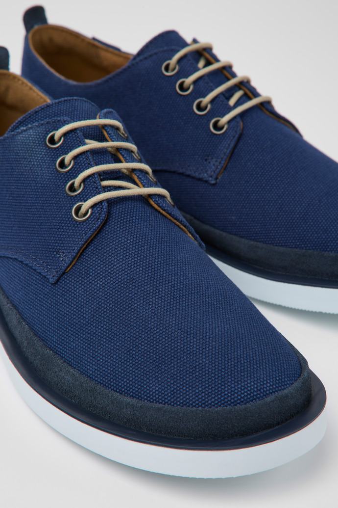 Camper Wagon - Blauer Herrenschuh aus Textil und Nubukleder