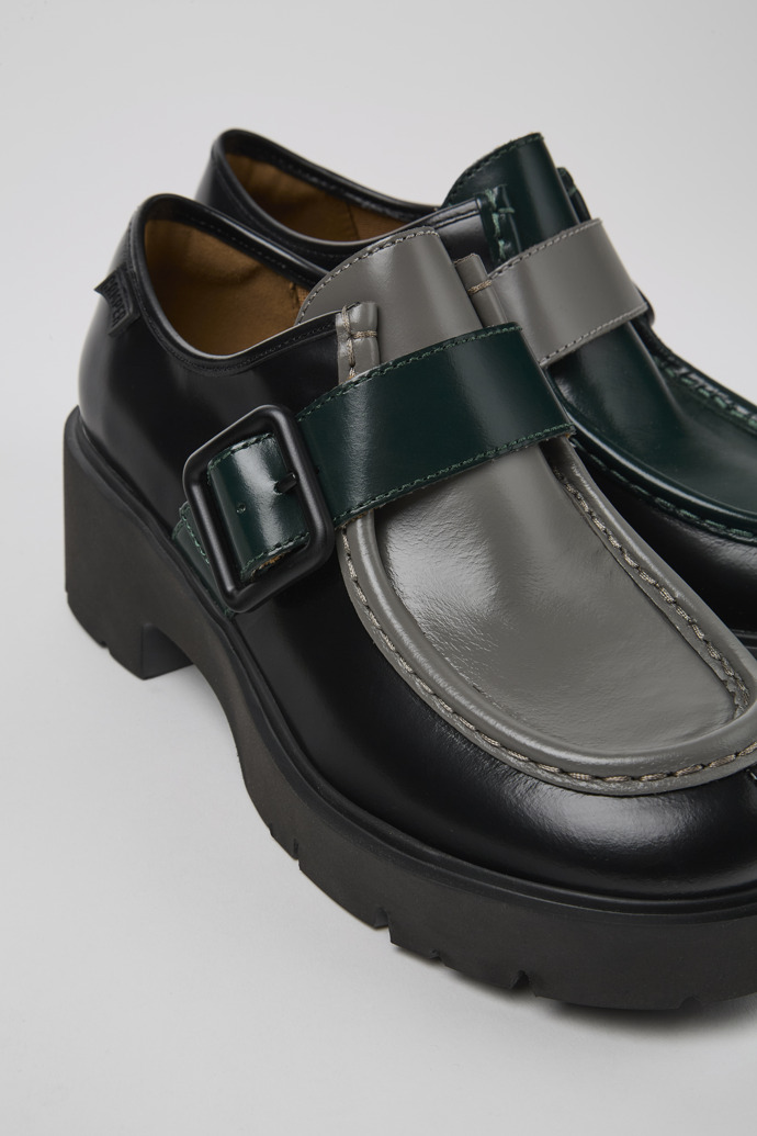 Camper Twins - Schwarzer und grauer Damenloafer aus Leder