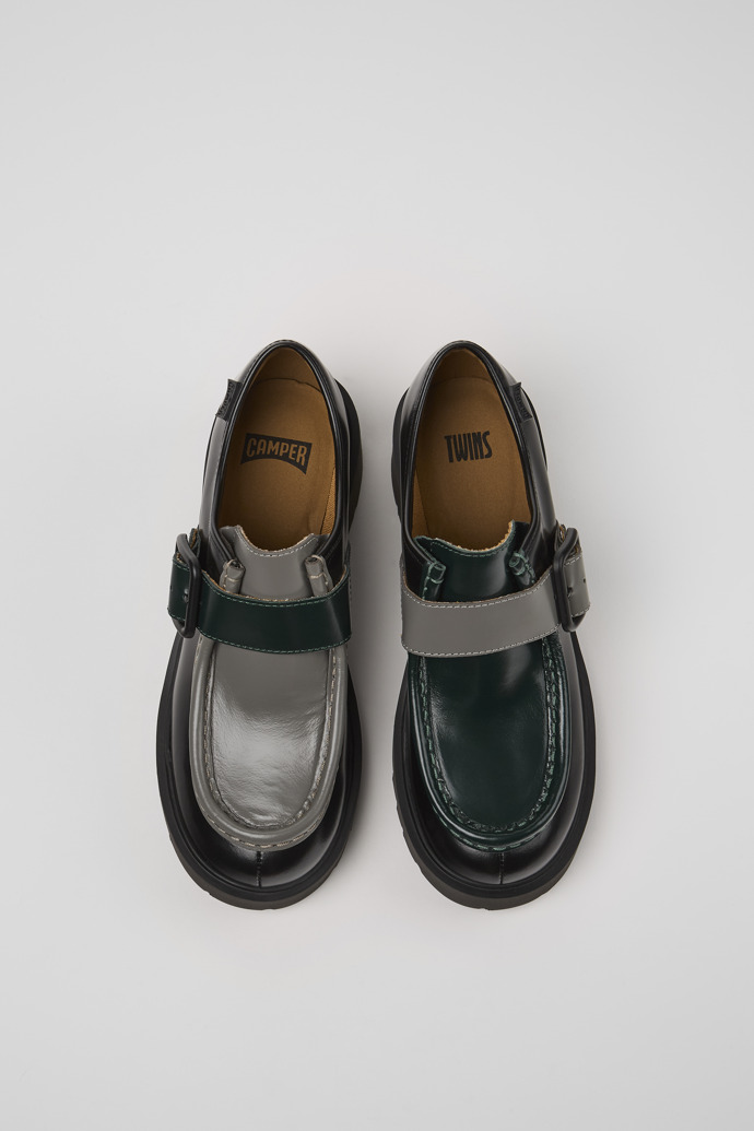 Camper Twins - Schwarzer und grauer Damenloafer aus Leder
