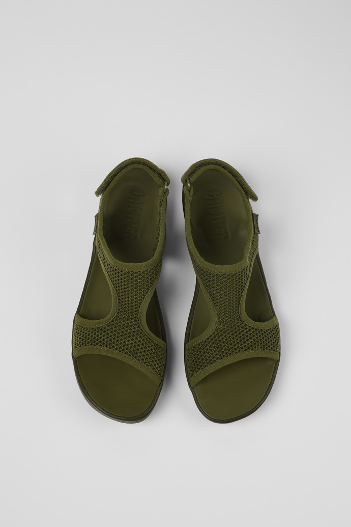 Camper Right - Grüne Damensandalen aus Textil/Leder