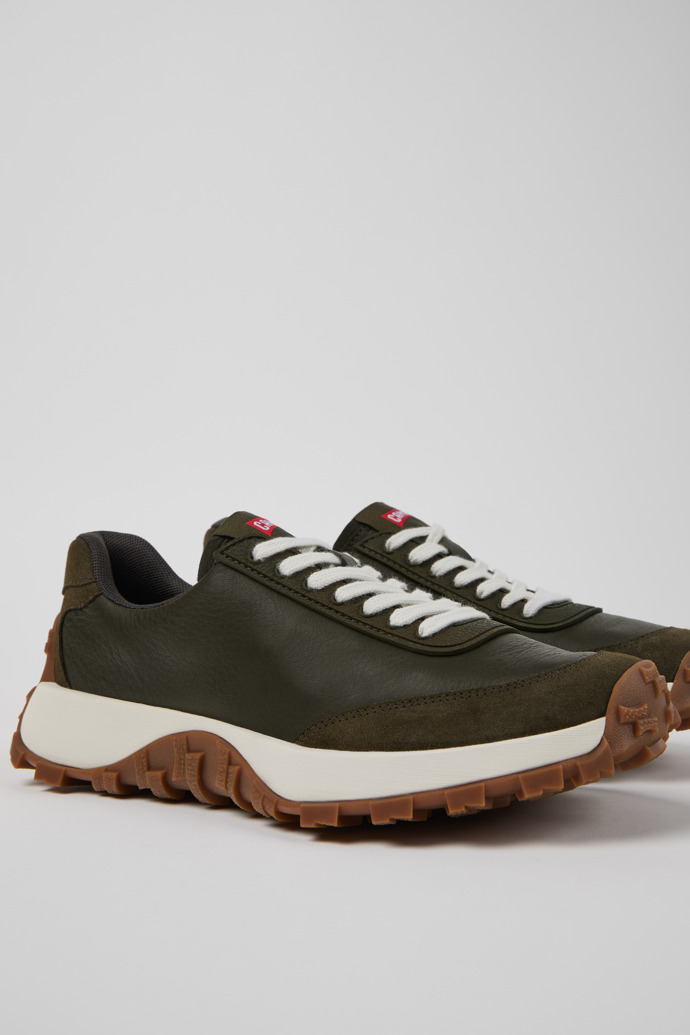 Camper Drift Trail VIBRAM - Grüner Damensneaker aus Leder und Nubukleder
