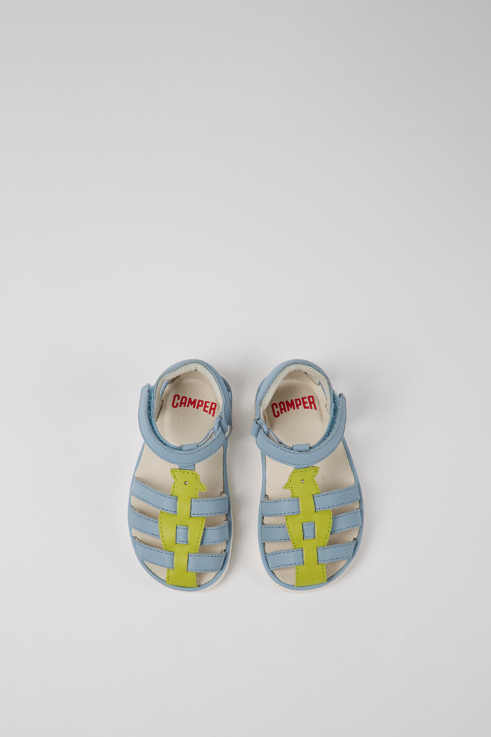 Camper Miko - Grün-blaue Kindersandale aus Leder
