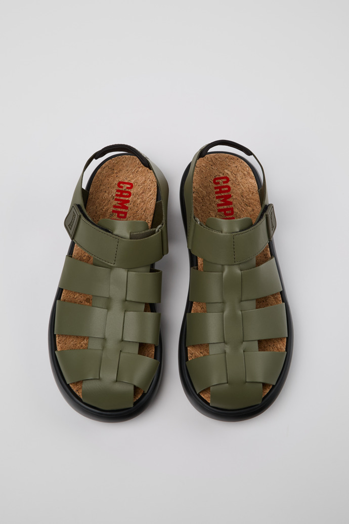 Camper Pelotas Flota - Grüne Herrensandalen aus Leder.