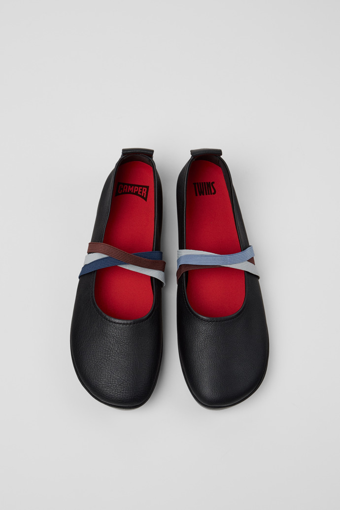 Camper Twins - Schwarzer Ballerina aus Leder für Damen.