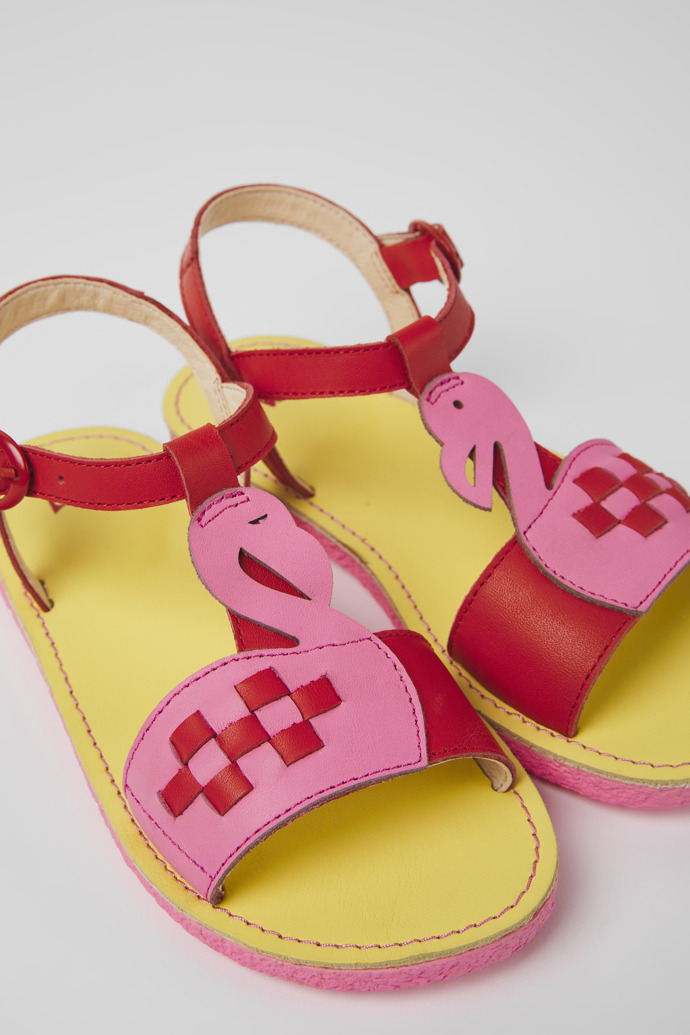 Camper Twins - Rosa-rote Kindersandale aus Leder