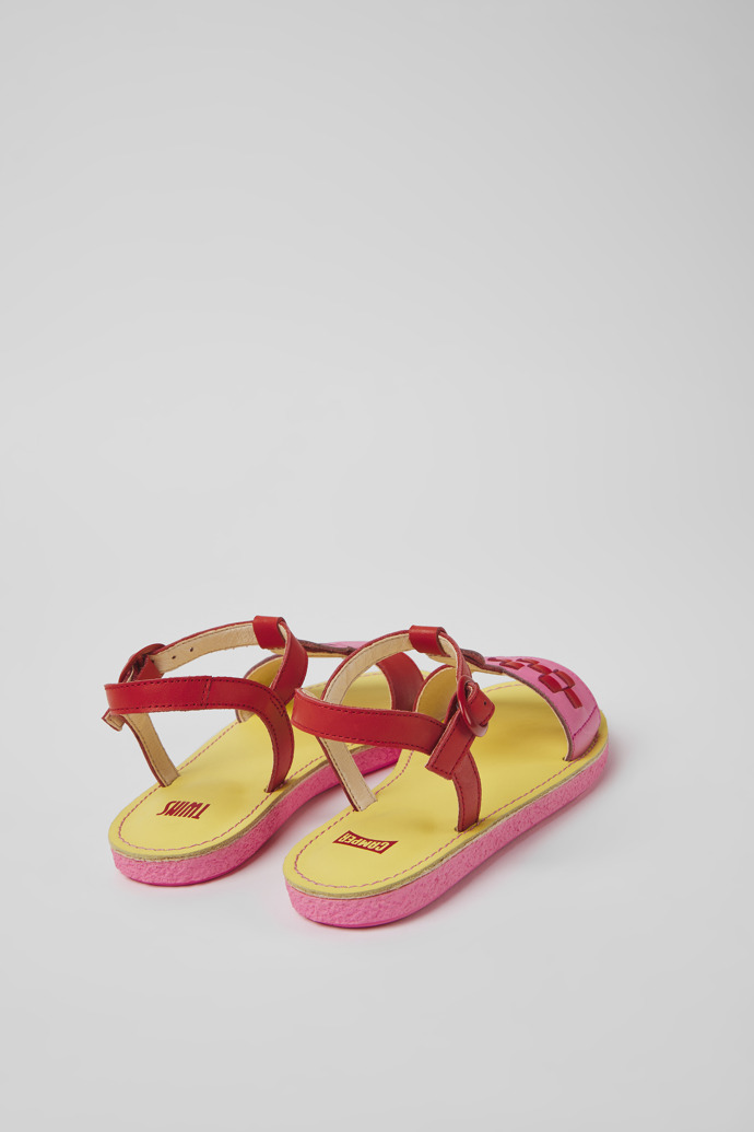 Camper Twins - Rosa-rote Kindersandale aus Leder