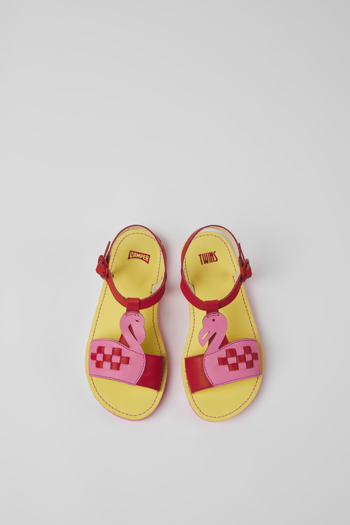 Camper Twins - Rosa-rote Kindersandale aus Leder