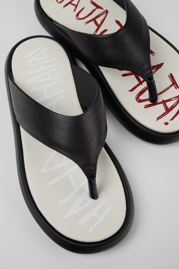 Camper Twins - Schwarze Ledersandalen für Damen.