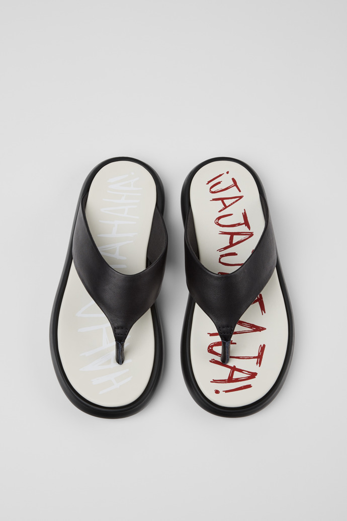 Camper Twins - Schwarze Ledersandalen für Damen.