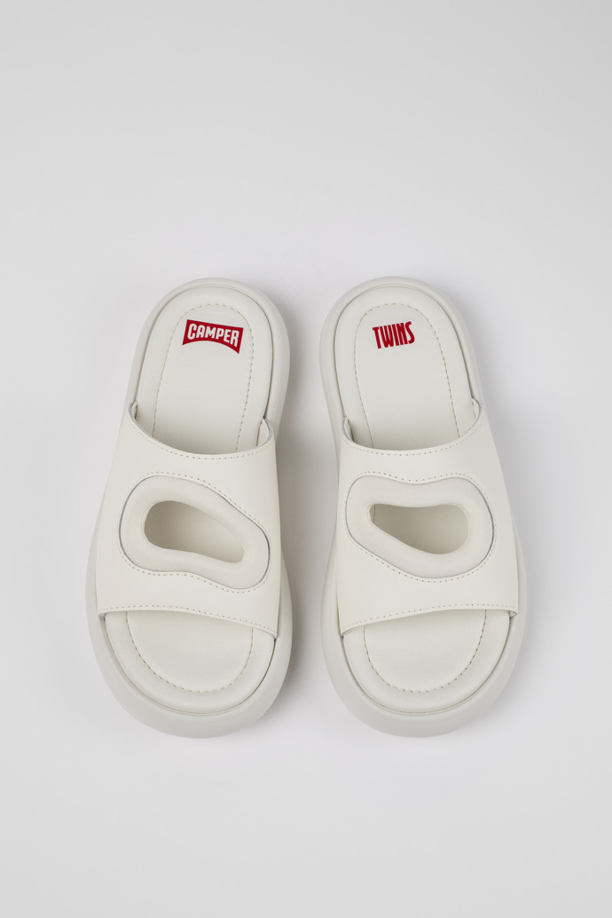 Camper Twins - Weiße Damenpantoletten aus Leder/Textil