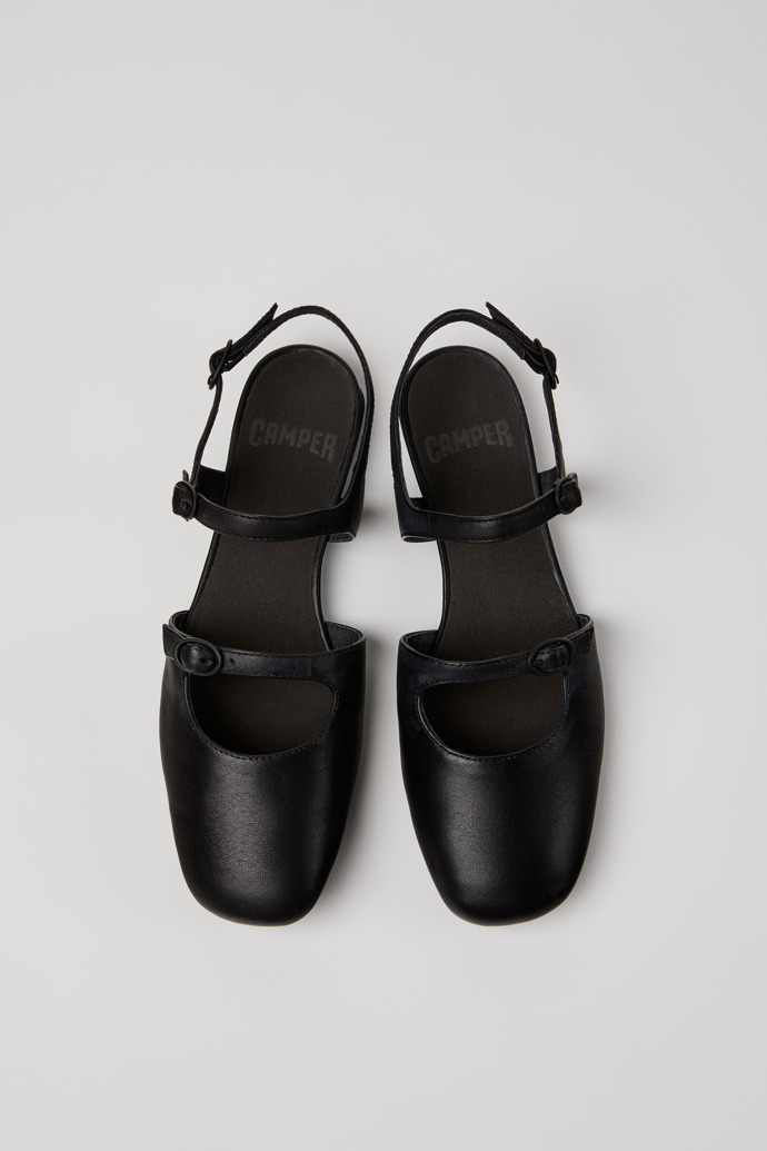 Camper Casi Myra - Schwarzer Halboffener Lederschuh für Damen.
