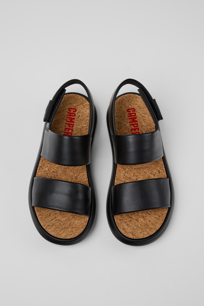 Camper Pelotas Flota - Schwarze Ledersandale für Damen.