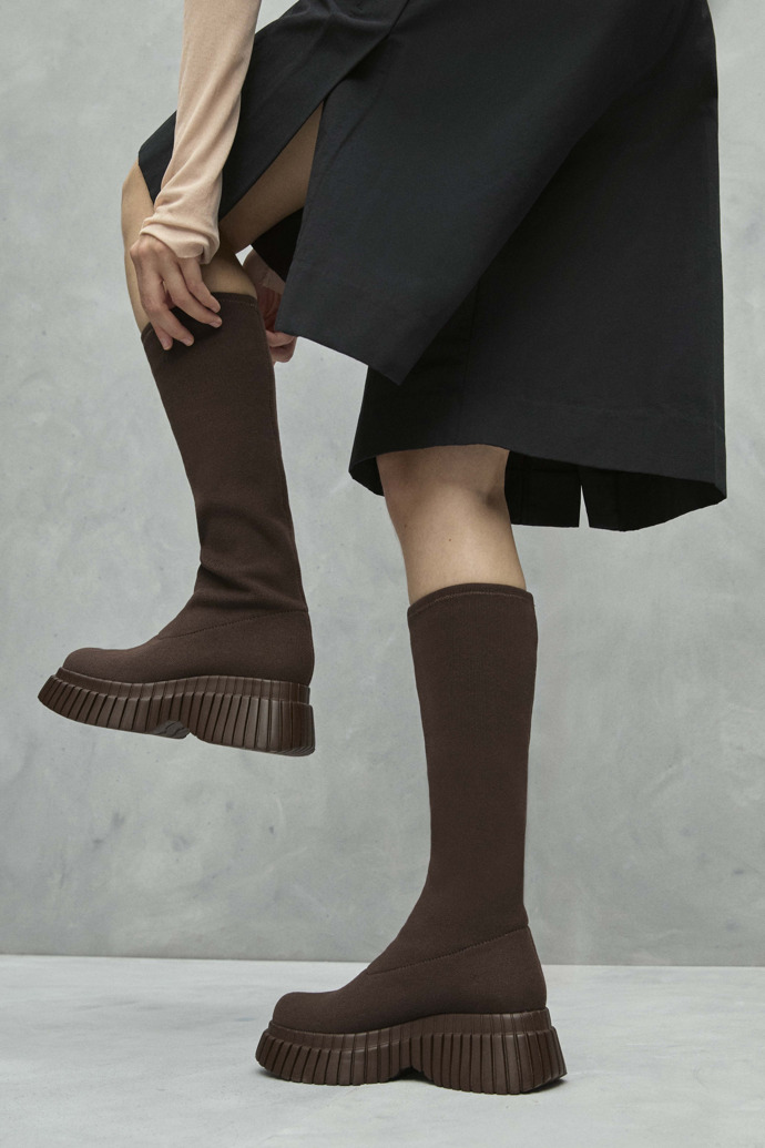 Camper BCN TENCEL® - Brauner Damenstiefel aus Textil