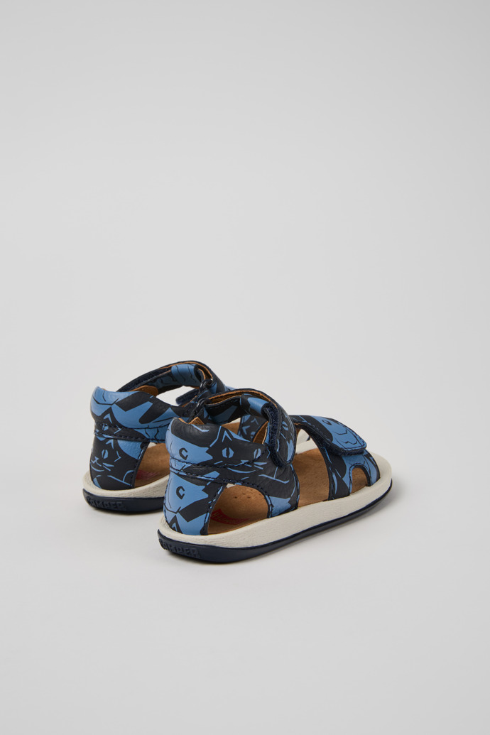 Camper Twins - Blaue Kindersandale aus Leder.