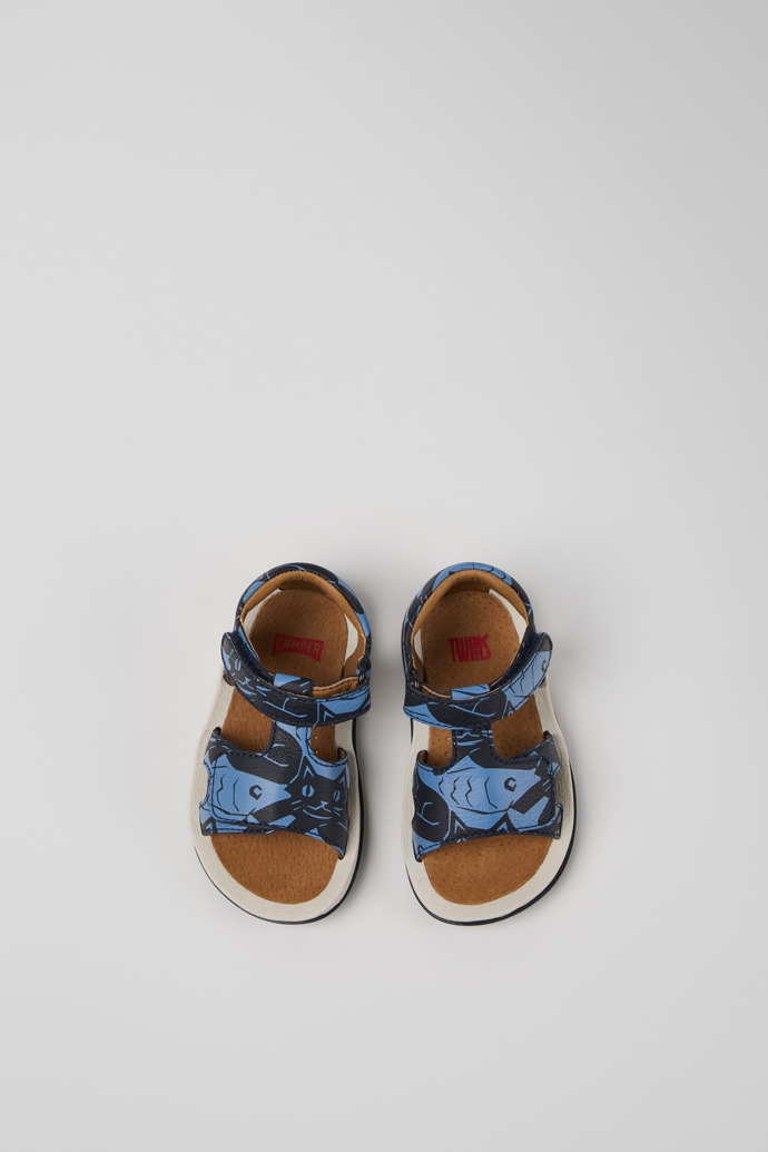 Camper Twins - Blaue Kindersandale aus Leder.