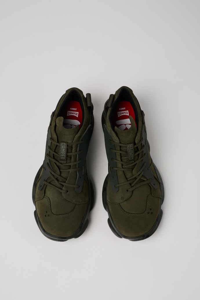 Camper Karst - Grüner Herrensneaker aus Textil und Nubukleder