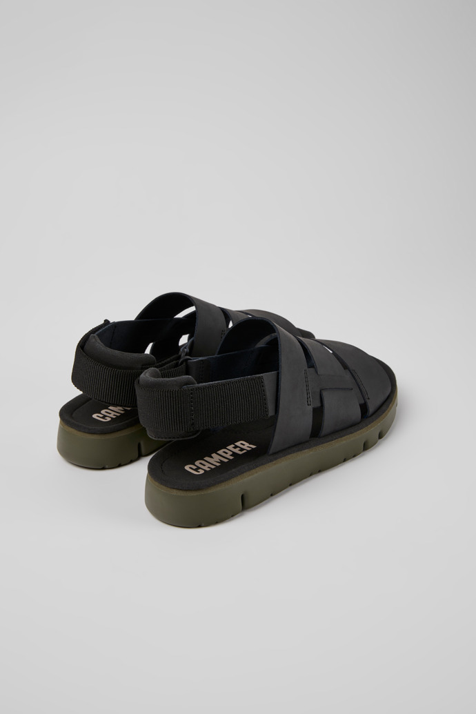 Camper Oruga - Schwarze Herrensandale aus Leder und Textil
