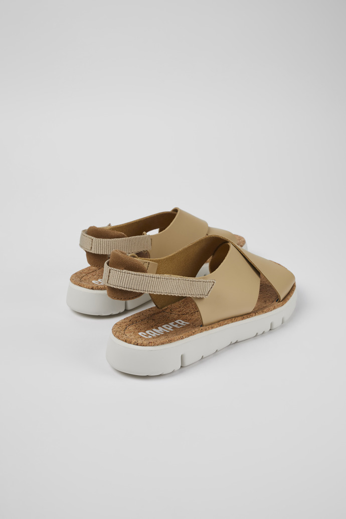 Camper Oruga - Beige Damensandalen aus Leder/Textil