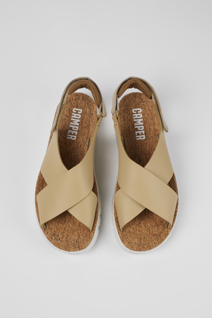 Camper Oruga - Beige Damensandalen aus Leder/Textil