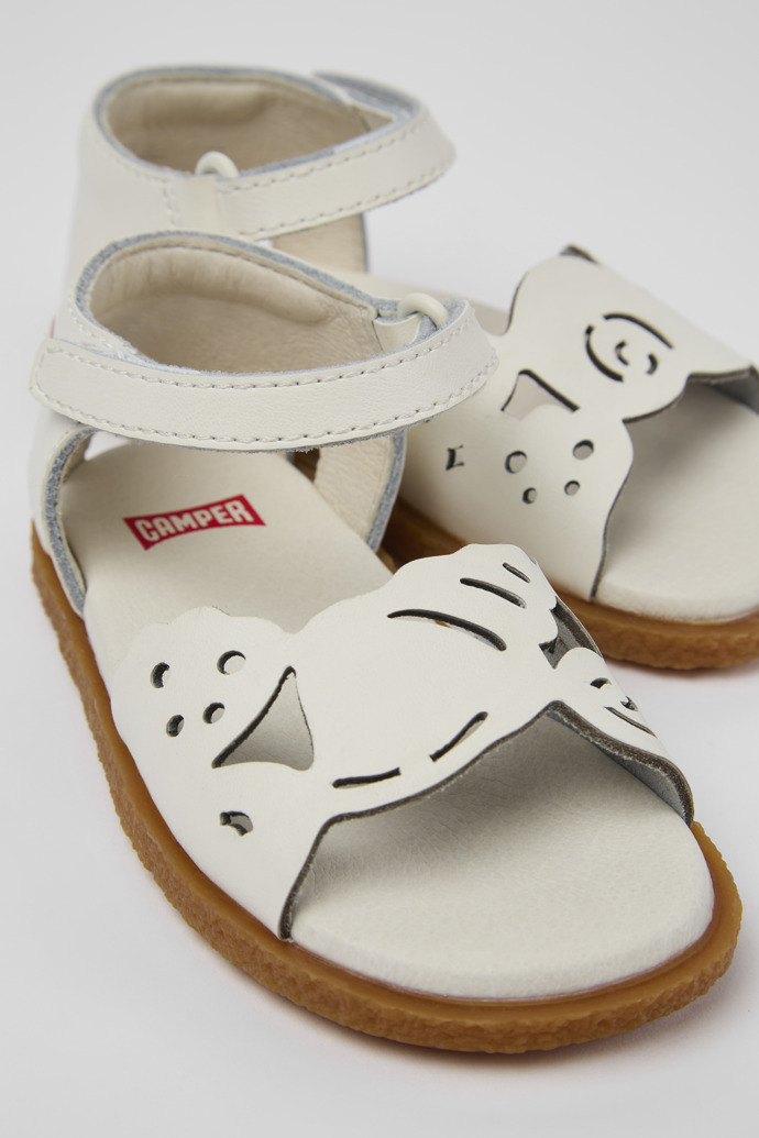 Camper Twins - Weiße Ledersandalen mit Doppelriemen