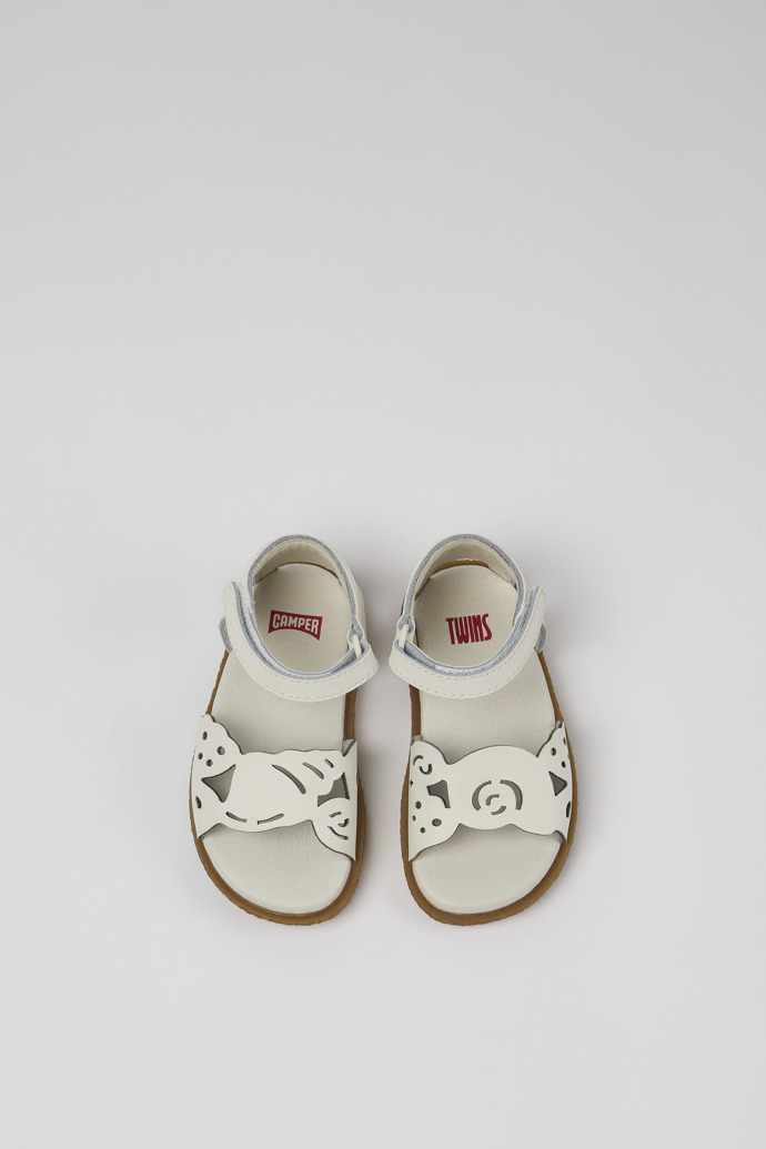 Camper Twins - Weiße Ledersandalen mit Doppelriemen