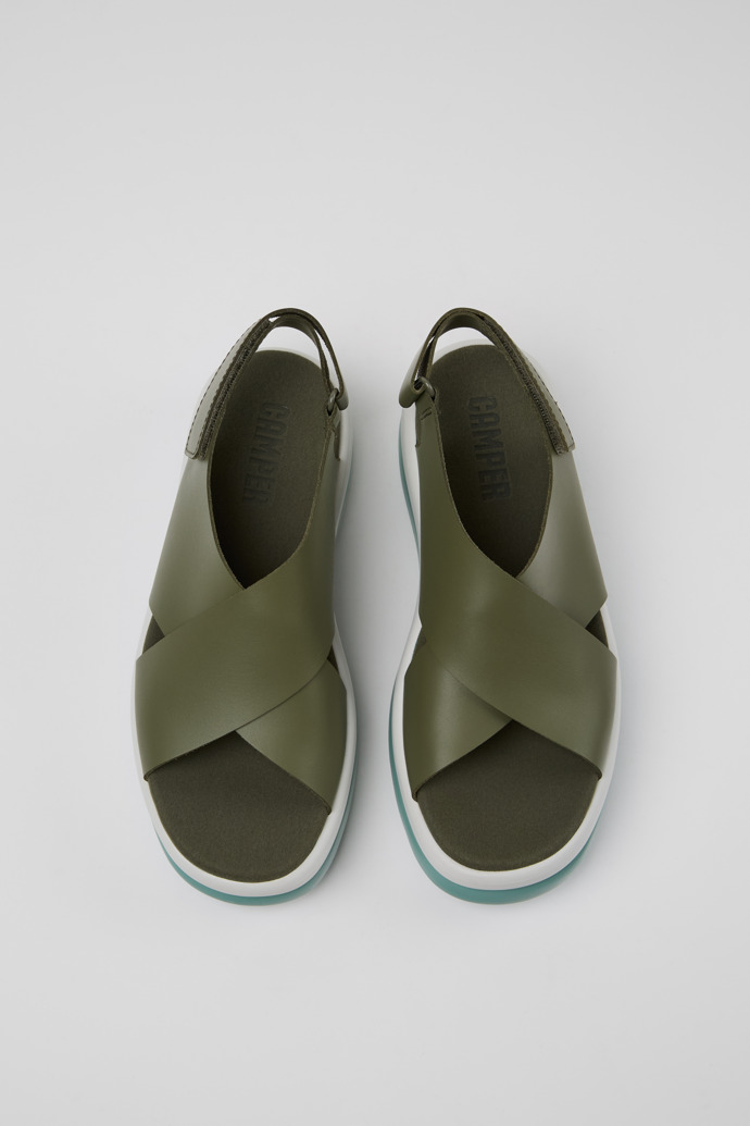 Camper Pelotas Flota Up - Grüne Ledersandalen für Damen.