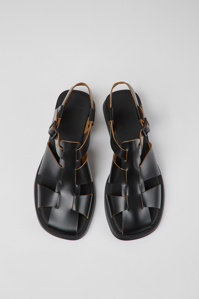 Camper Dana - Schwarze Ledersandale für Damen.